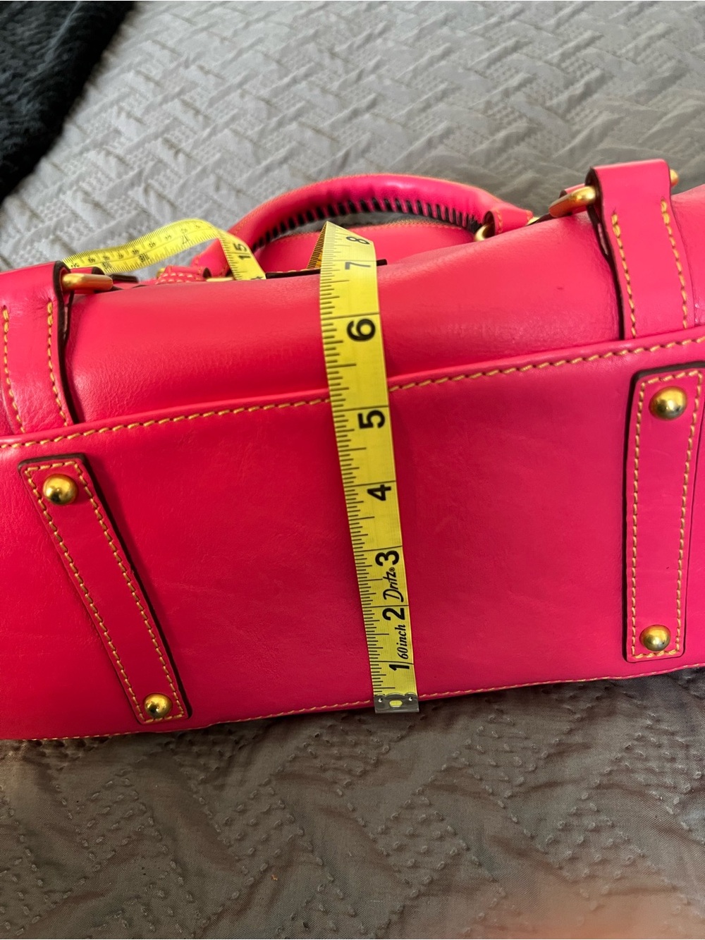 Dooney & Bourke Bright Pink Leather Satchel with Gold Hardware - Picture 11 of 11